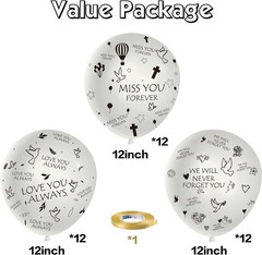 PANTIDE 37Pcs Memorial Balloons Set White Remembrance Funeral 12inch,
