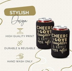 Wedding Can Cooler Decorations Set of 12 Black & Gold – A0232