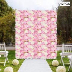Wall Decor Pink 12PCS 15*15in Artificial 3D Flower Wall Panel Wedding Backdrop