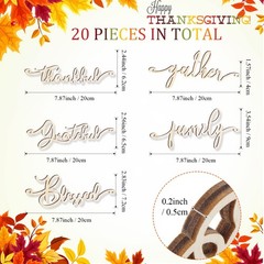 20 Pieces Thanksgiving Decor Thankful Grateful Blessed Wood Cutout Sign Plate