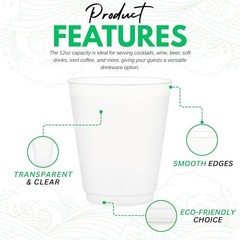 Concession Essentials – 12oz Frost Flex Plastic Cups – Shatterproof 12oz-50ct