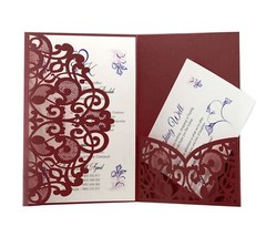 100pcs Wedding Invitation Card Personalized Laser Cut Romantic Party Floral Lace