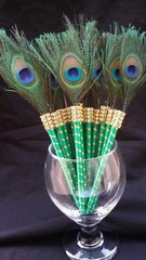 12 Peacock Feather Pen Favors ,Weddings,Sweet16,Quinceañera,Recuerdos/Bautizo