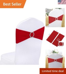 Transformative 50-Pack Red Spandex Chair Sashes with Buckle for Celebrations