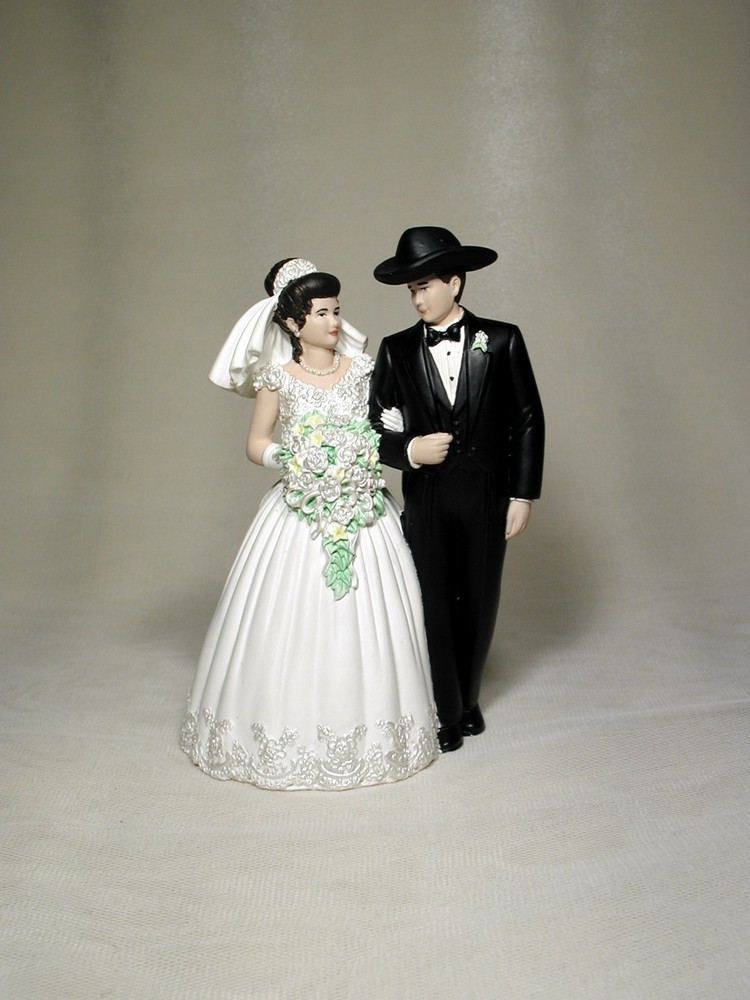 Western Cowboy Wedding Bride Groom Cake Top 5 inch Reception Excellant NM OTB1