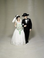 Western Cowboy Wedding Bride Groom Cake Top 5 inch Reception Excellant NM OTB1