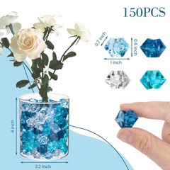 DomeStar Premium Blue Fake Ice, 150PCS 2.5Cups Acrylic Ice Rocks Plastic Rocks