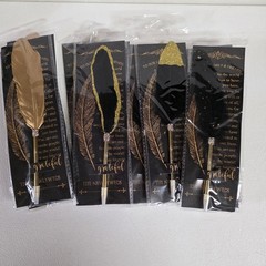 12 Feather Pen Wedding Favors Quill Ballpoint Pens Gold Happy Ever After To