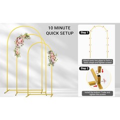 3 X Metal Arch Backdrop Background Stand for Wedding Birthday Decor 7.2/6.6/6 FT