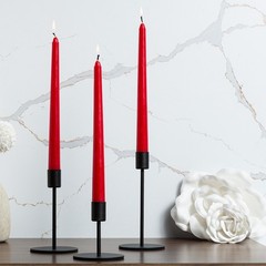Bask 10-inch Taper Candles – Unscented and Dripless – Burns 10″ – 12Pack, Red