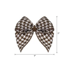 100Pcs Mini Gingham Ribbon Bow 1″ Checkered Fabric Ribbon Bows Brown