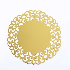 6 Metallic Gold 13″ Laser Cut Cardboard Placemats Floral Rim Party Decorations