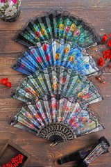 4 Pieces Folding Hand Fans Church Wedding Gift, Party Favors, DIY Decoration Gif