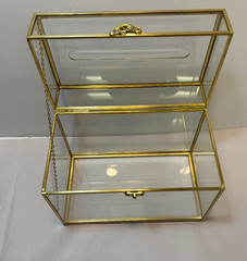 Brass and Acrylic Wedding Card Box with Lock and Slot 10″ x 5.5″