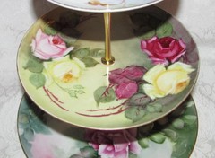 Custom Three Tier Tea Party Cake Stand Made With Vintage Hand Painted Plates