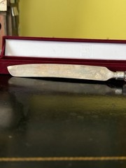 Vintage Mikasa Austria Crystal Handle Cake Knife 14ʼ Serrated With Original Box