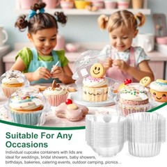 ct Cupcake Holders Individual Cupcake Containers, Disposable Clear Plastic 100