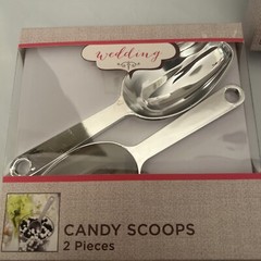 2 Packs of 2 Silver 6×2″ Plastic Shiny Candy Bar Scoops Wedding Party – NEW!