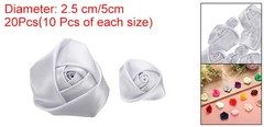 20pcs 2Size Satin Ribbon Roses 2.5cm/5cm Ribbon Rose Artificial Fabrics(Silver)