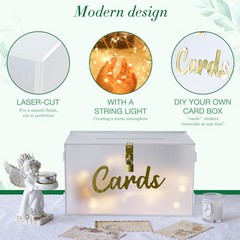 Frosted Acrylic Wedding Card Box Lock Large Gift Reception Slot String Light