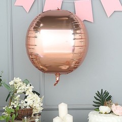 2 ROSE GOLD 18″ wide 4D Round Orbs Balls Mylar Foil Balloons Wedding Decorations
