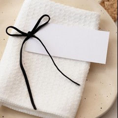 50 Name Cards Table Setting Black Place Cards Velvet Ribbon 4.13″X1.77″