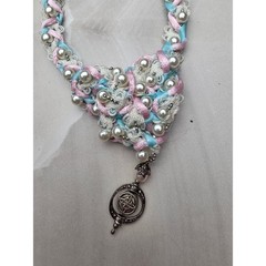Pastel Handfasting Cord Braided Ribbon Lace Rose Quartz Pentacle Charms 53in D1