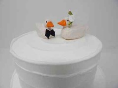 White Duck Love Birds Cake Topper Bride & Groom Wedding Engagement Anniversary