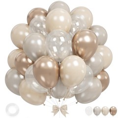 Beige White Gold Balloons,12 Inchs Sand 12 inches, Pearl