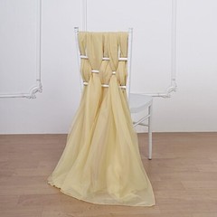 10 Champagne Premium Chiffon Wide CHAIR SASHES Wedding Reception Decorations