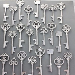 150Pcs Antiqued Silver Skeleton Keys Bottle Openers Mix Wedding Favor Decoration