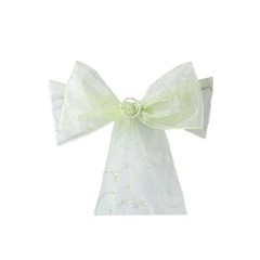 10 Apple Green Embroidered Organza CHAIR SASHES Ties Bows Wedding Party SALE