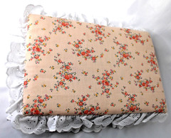 VTG Shabby Chic Photo Album Padded Floral Fabric Lace 3-Ring Binder 13.5×9 EUC