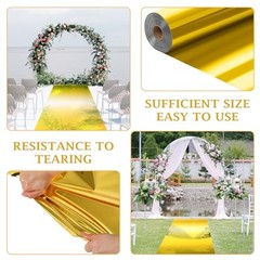 3.3 x 98.4 ft Aisle Runner for Wedding Ceremony Double Sided Reflective Gold