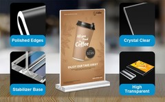 Acrylic Sign Holder, Clear Double Sided Clear Table Menu Vertical Display