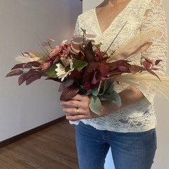 Bridal Wedding Bouquet Hand made Budget Friendly Faux Flowers Gal Orange Red