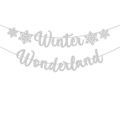 3Pcs Winter Wonderland Banners, Glittery Snowflake Banner Christmas Decoratio…