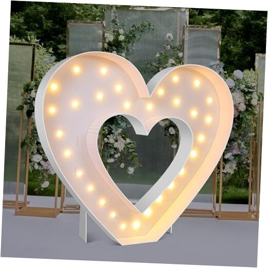 4FT Marquee Large Light up Decoration, Balloon Frame with Bulb Light Heart
