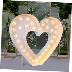 4FT Marquee Large Light up Decoration, Balloon Frame with Bulb Light Heart