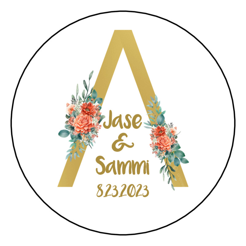 12 Favor Labels Wedding Anniversary Birthday 2.5″ Gold Choice Design Personalize