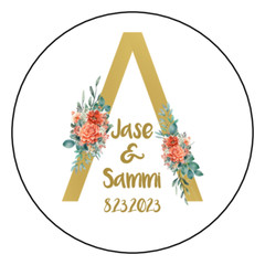 12 Favor Labels Wedding Anniversary Birthday 2.5″ Gold Choice Design Personalize