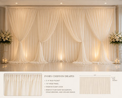 115″ x 216″ IVORY Chiffon Curtains Drapes Panel for Event Decor Backdrop Draping