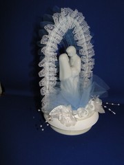 New Wilton «Devotion» Wedding Cake Top, white porcelain couple, blue 117-427