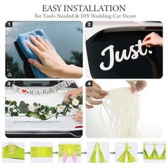 4PCS Just Married Wedding Car Decorations Kit with Greenery Vine Removable