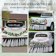 4PCS Just Married Wedding Car Decorations Kit with Greenery Vine Removable