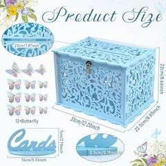 Blue Wedding Card Box for Party, PVC Gift Card Box for Wedding Decora…