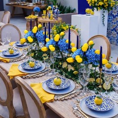 6pcs Capri Theme Party Decorations – Amalfi Coast Centerpieces, 28.3″ Blue Hydra