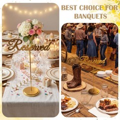 12 Pack Bulk 9×2.5 Inch Gold Wooden Reserved Seating Standing Table Signs