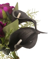 Gothic Purple Rose Bouquet Dark Cottagecore Black Calla Lily Floral Decor