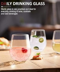 Stemless Wine Glasses Set of 4, Red White Wine Glasses, Stemless-15oz (4 Count)